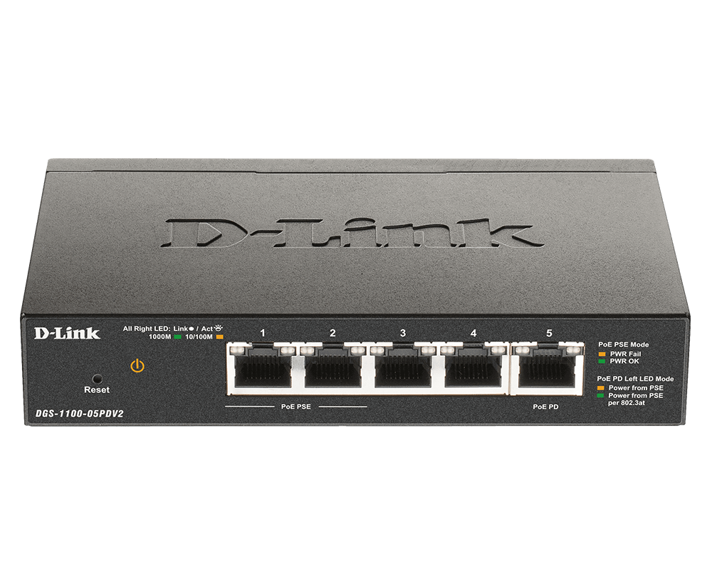 D-Link | 5-Port Gigabit PoE Smart Managed Switch and PoE Extender | DGS-1100-05PDV2 | Web managed | Desktop | Power supply type External