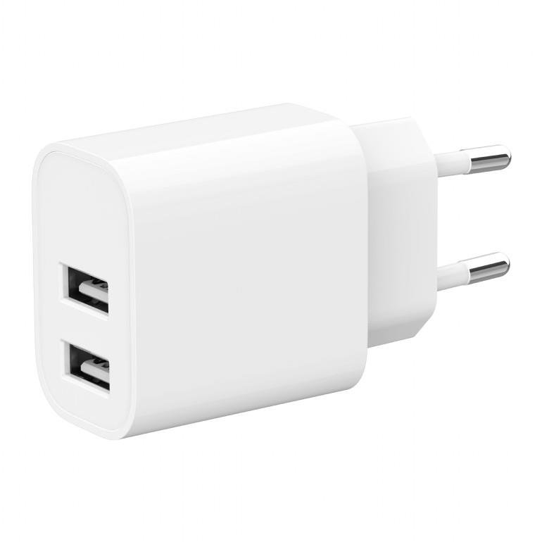 Įkroviklis GEMBIRD CHARGER USB UNIVERSAL WHITE/2P TA-UC-2A12-01