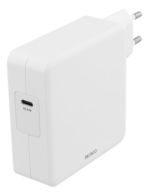 Įkroviklis DELTACO 87W USB-C, USB-C PD, baltas / USBC-AC117