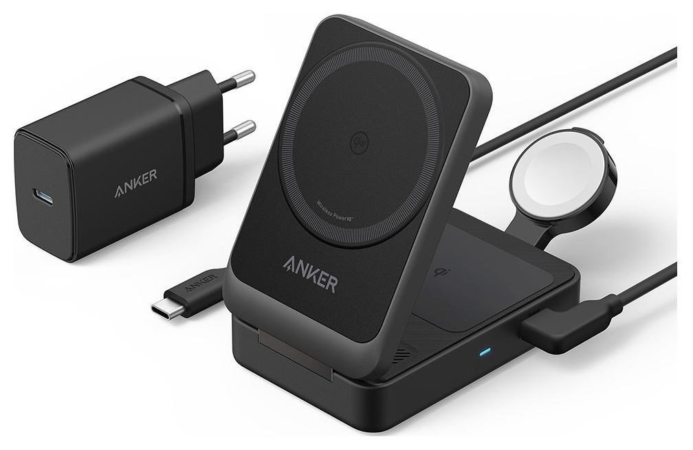 Magnetinis įkroviklis ANKER MAGGO 15W 3IN1,juodas
