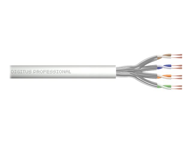 DIGITUS CAT 6A U-FTP patch cable raw length 305 m paper box AWG 27/7 LSZH simplex color grey