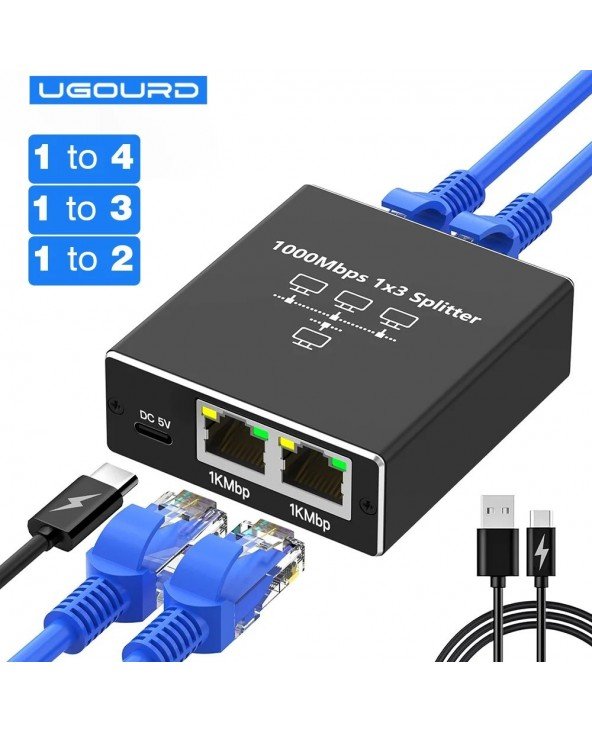 Gigabit Ethernet jungiklis Rj45 skirstytuvas LAN plėtinio adapteris 1000Mbps 1gbps 4 prievadas 1 iki 4 3 2 prievadas tinklo