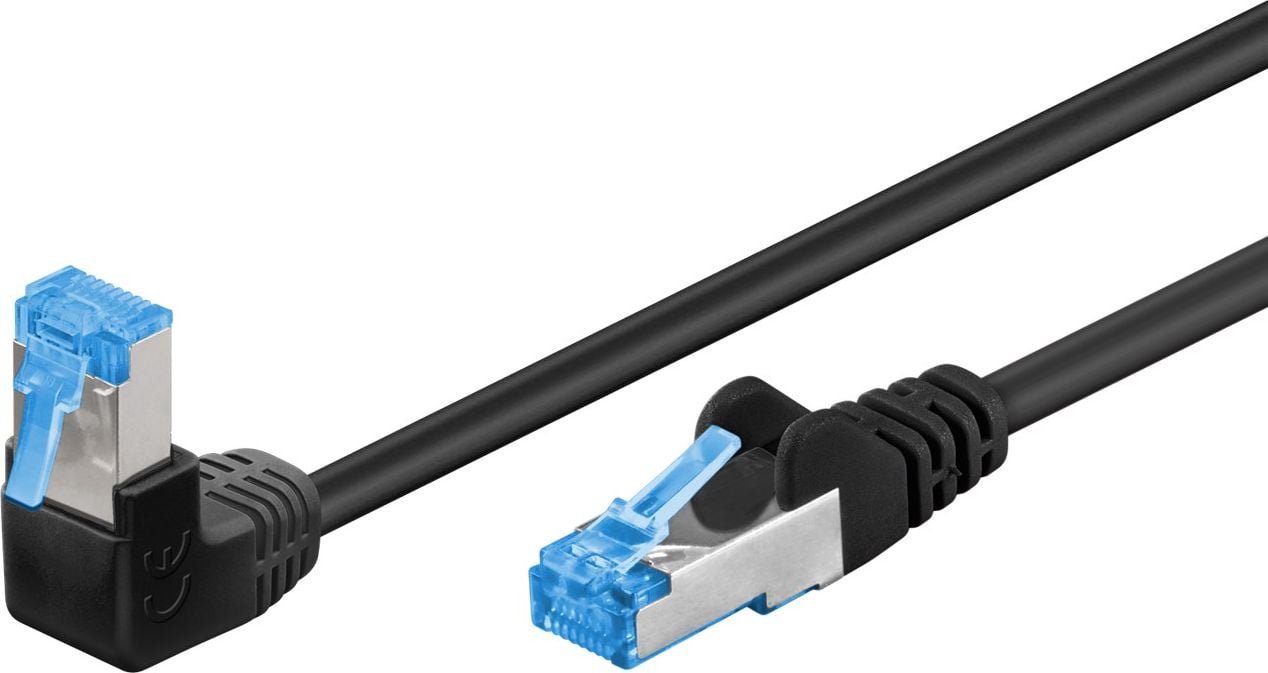 Goobay Patchcord S/FTP Kat. 6A Straight / Angle 90 Black 0.5m