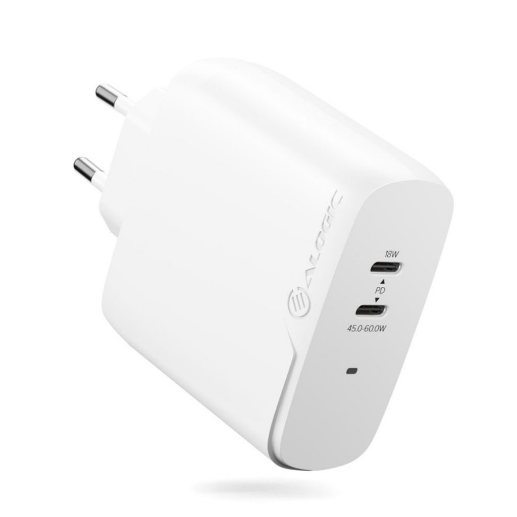 ALOGIC Rapid Power 63W (45+18W) GaN Charger inc. 2 m USB-C Charging Cable