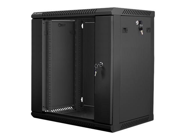 Lanberg Rack cabinet 19" wall-mount 12U/600x450 (flat pack) with glass door V2, black | Lanberg