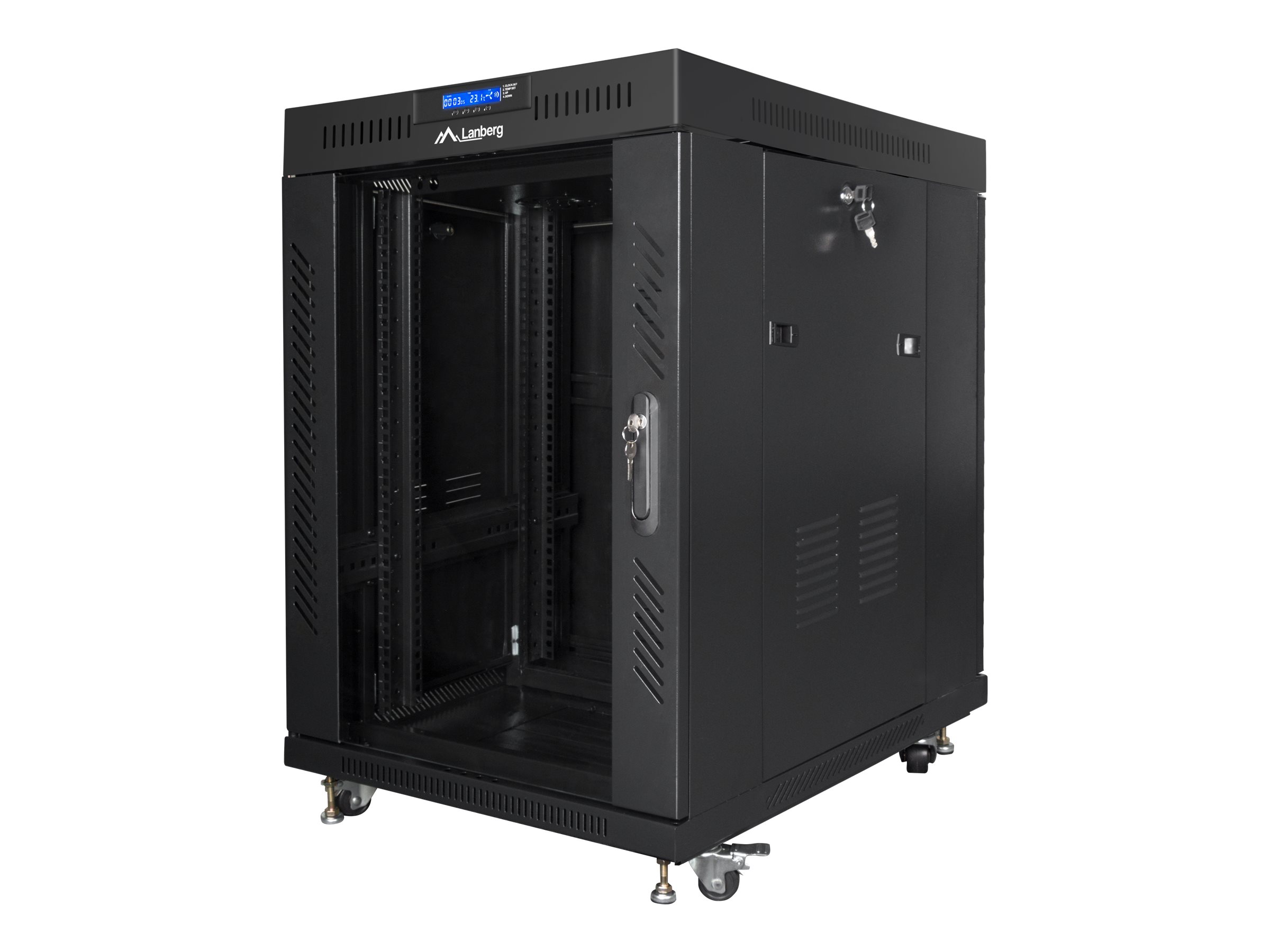 Lanberg Rack cabinet 19" free-standing 15U/600x800 (flat pack) with glass door lCD V2, black | Lanberg