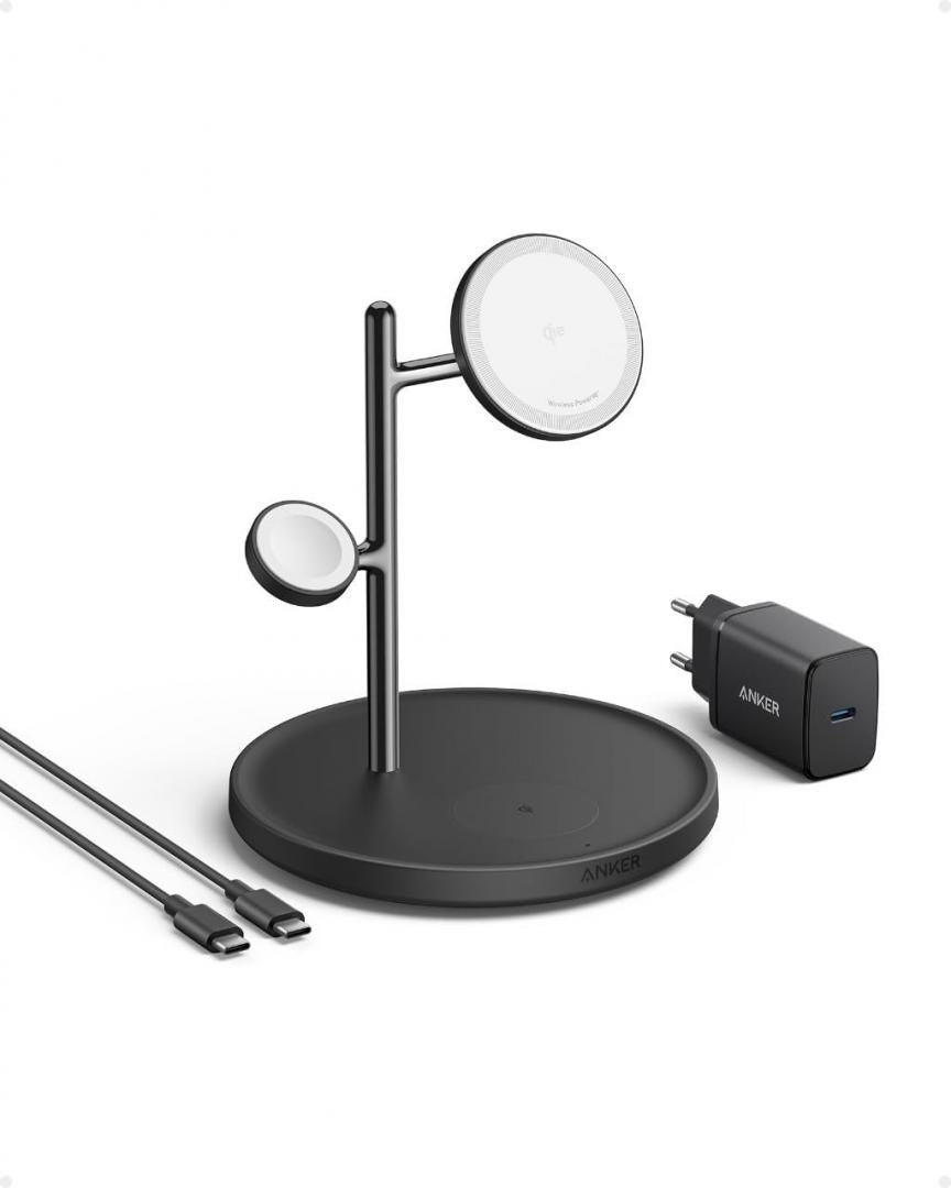 Mob. telefono tinklo įkroviklis Anker MAGGO STAND 15W/BL