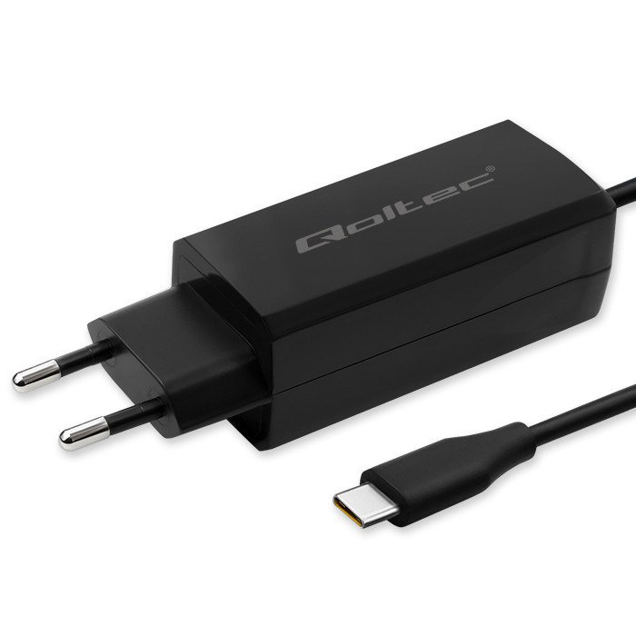 Qoltec 52420 90W GaN itin greitas įkroviklis 5-20V  3-4,5A  USB-C 3.1