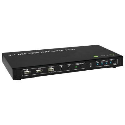 Techly 4x1 USB HDMI KVM Switch 4Kx2K IDATA KVM-HDMI4U KVM jungiklis Juoda