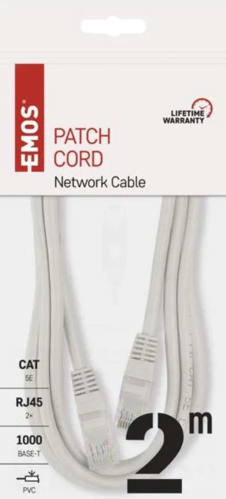 Kabelis EMOS UTP CAT5e LAN su 2xRJ45 jungtimis 2.0 m., pilkas