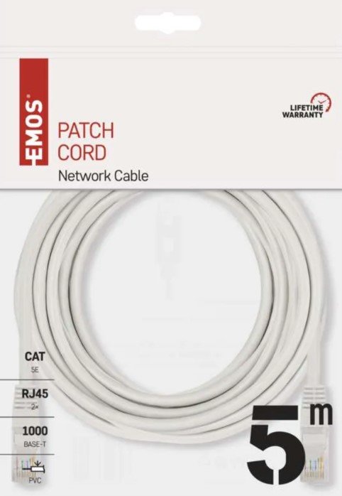 Kabelis EMOS UTP CAT5e LAN su 2xRJ45 jungtimis 5.0 m., pilkas