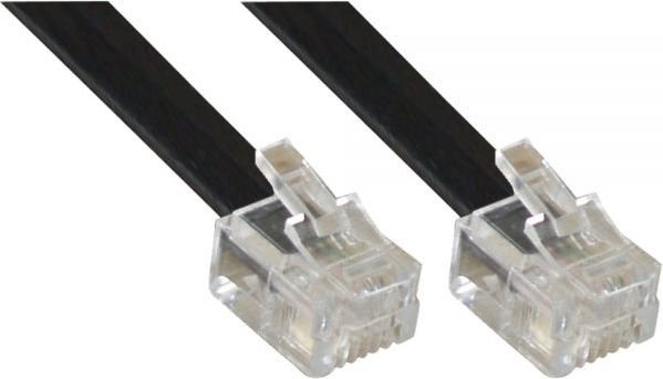 InLine Modular RJ11 cable, 4 veins, 6P4C, black, 15m (18844M)