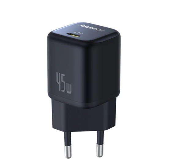 Sieninis įkroviklis BASEUS PicoGo GaN 45W USB-C QC PD, juodas