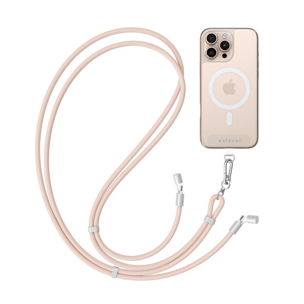 Satechi OntheGo Crossbody Lanyard with multi-device charging cable - Desert Rose