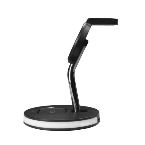 3-in-1 magnetinis belaidis įkroviklis DELTACO, telefonas/TWS/laikrodis, LED lemputė / QI-1041