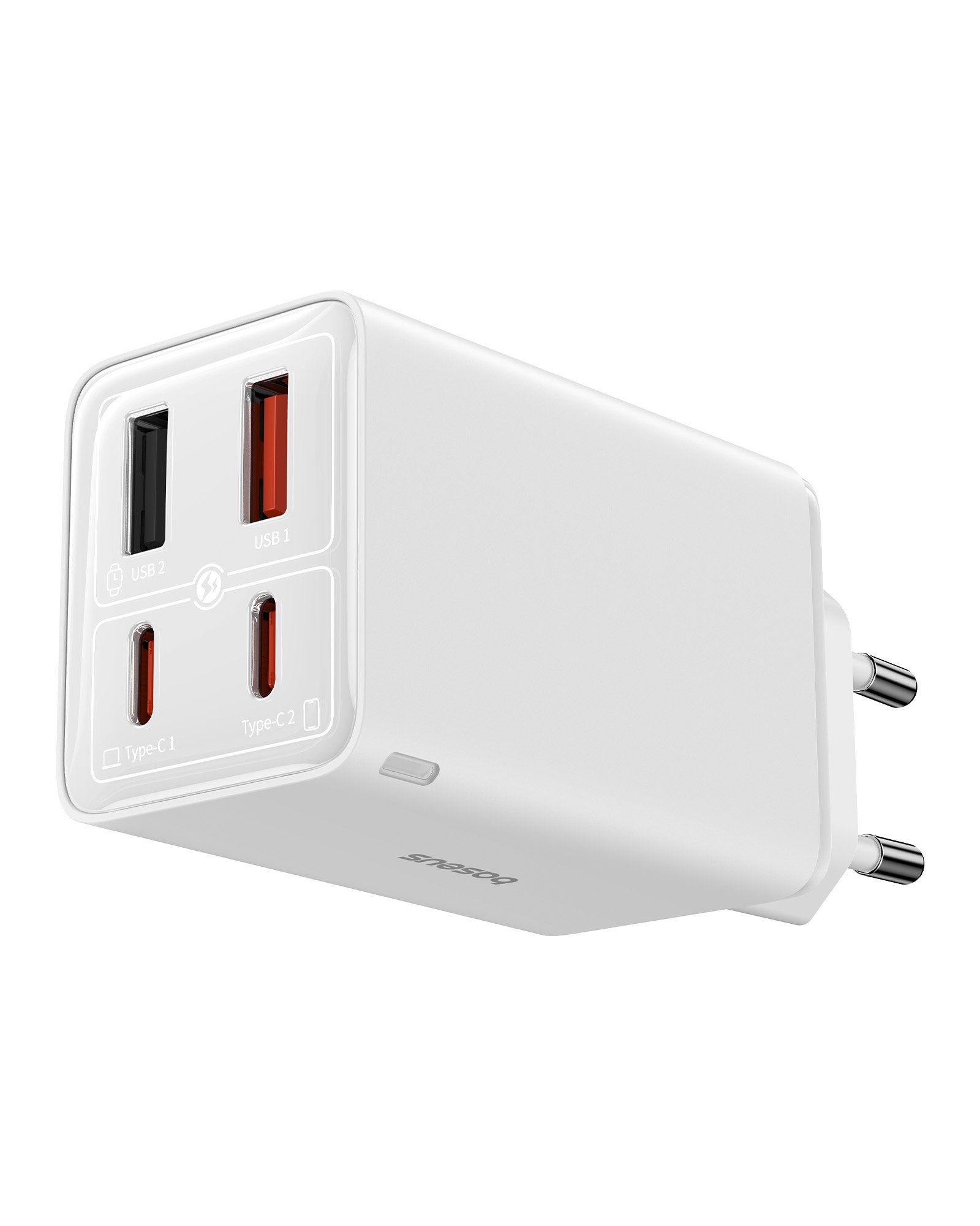Sieninis įkroviklis GaN6 Pro 65W 2xUSB-A + 2xUSB-C QC PD su USB-C kabeliu 1m, baltas