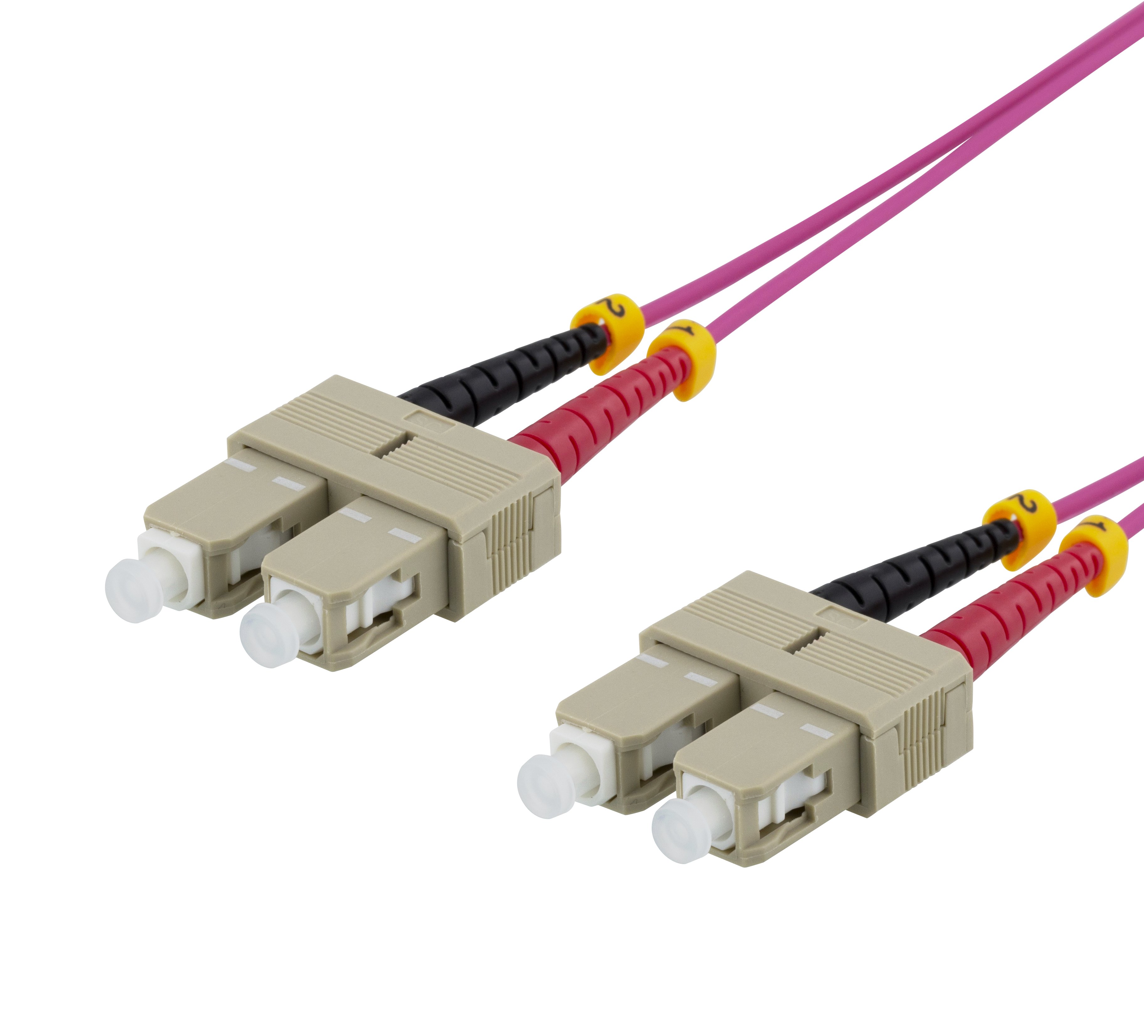 Ooptinis kabelis DELTACO, 2m, SC-SC Duplex, 50/125, pink / SCSC-72