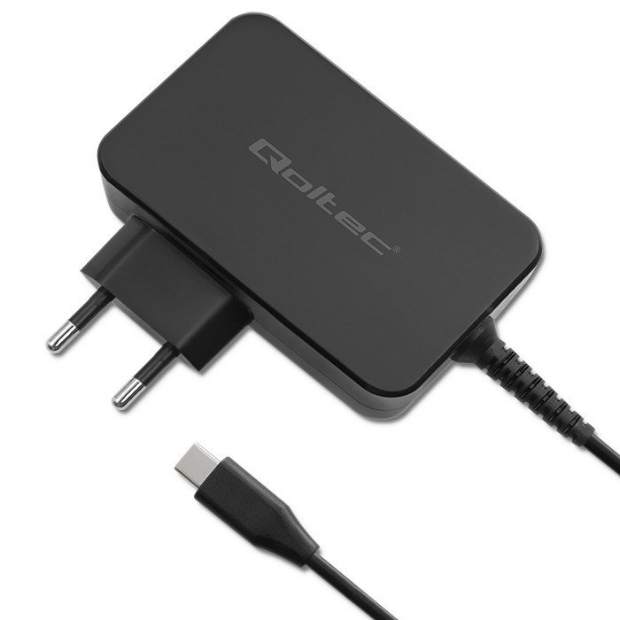 Qoltec 52387 GaN POWER PRO įkroviklis  1xUSB-C  90W  5-20V  3-4,5A  Juoda
