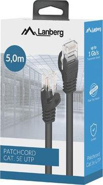 Lanberg PATCHCORD KAT.5E UTP 5M Black BOX FLUKE PASSED LANBERG