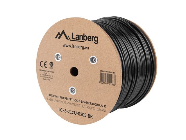Lanberg LCF6-21CU-0305-BK tinklo kabelis Juoda 305 m Cat6 F/UTP (FTP)
