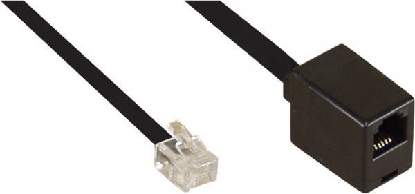 InLine Modular cable RJ12, 6P6C, male-female, black, 2m (18832)