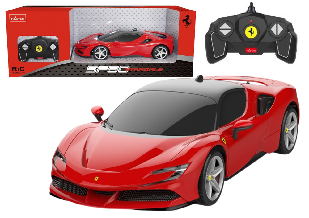 Nuotoliniu būdu valdomas automobilis Ferrari SF90 Stradale, raudonas