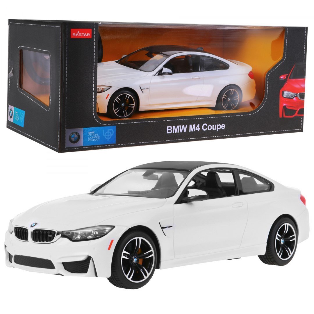 BMW M4 Coupe RASTAR modelis 1:14 su nuotolinio valdymo pultu 2,4 GHz, baltas