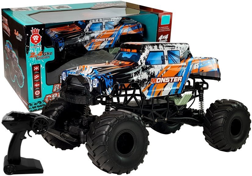 Nuotoliniu būdu valdomas automobilis "Rock Crawler 4x4", oranžinis