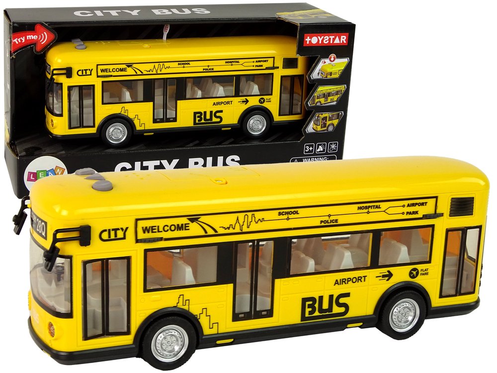Žaislinis miesto autobusas, 1:18, geltonas