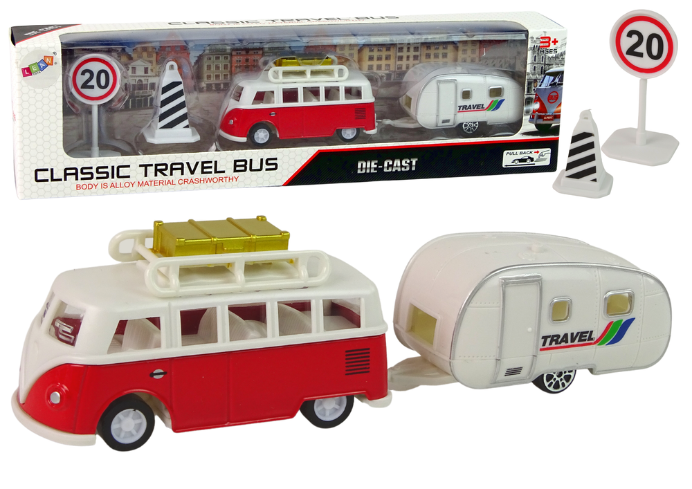 Žaislinis autobusas su kempingo priekaba