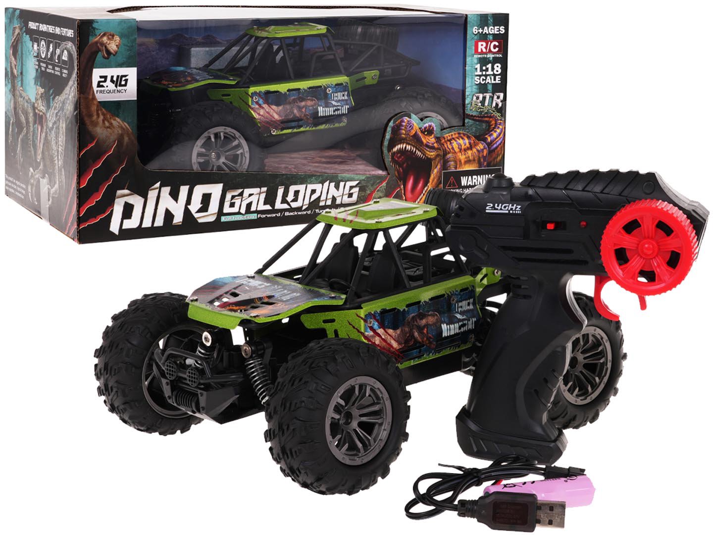 Nuotoliniu būdu valdomas automobilis Crawler Dino 1:18, spalvotas