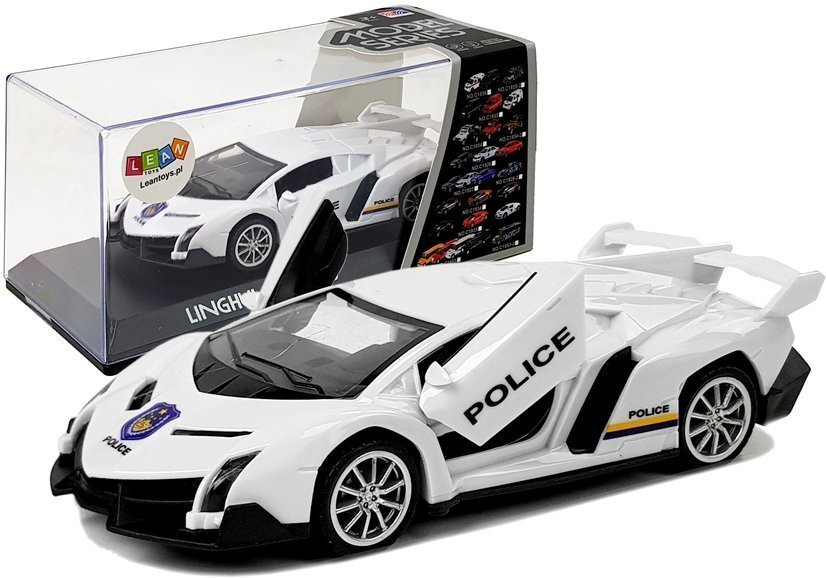 Mažas sportinis policijos automobilis "Lamborghini", baltas