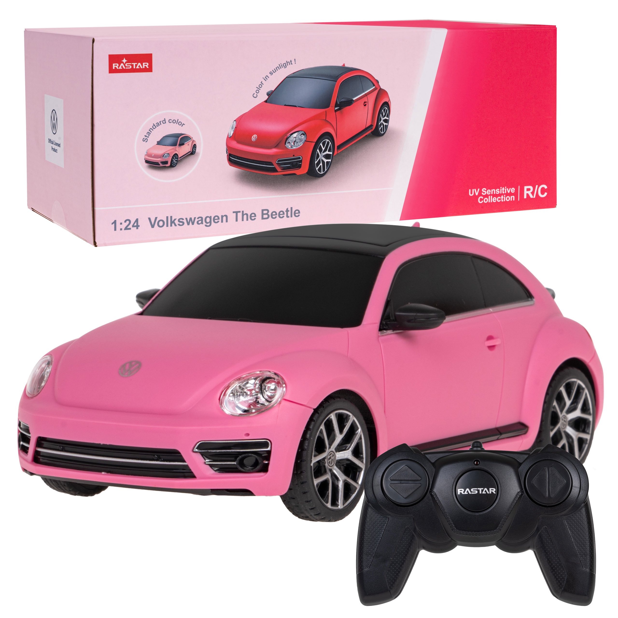 Nuotoliniu būdu valdomas automobilis Volkswagen Beetle 1:24 Rastar, rožinis