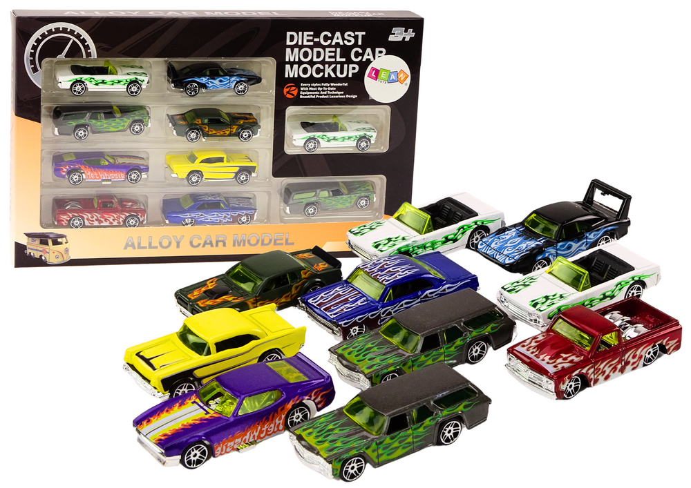 RC automobilių rinkinys 1:64 metalinis 10 dalių