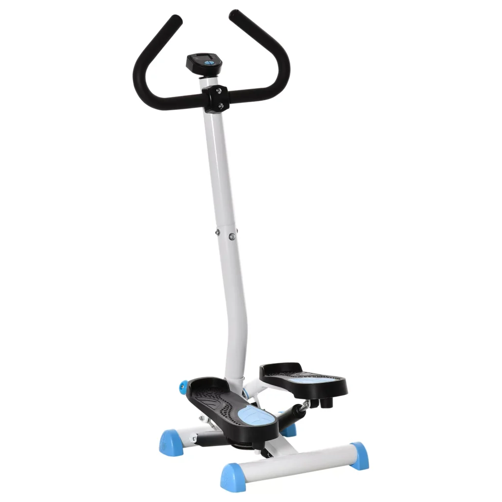 Treniruoklis stepperis su LCD ekranu ir rankena iki 100 kg, mėlynas 55 x 44 x 108 cm
