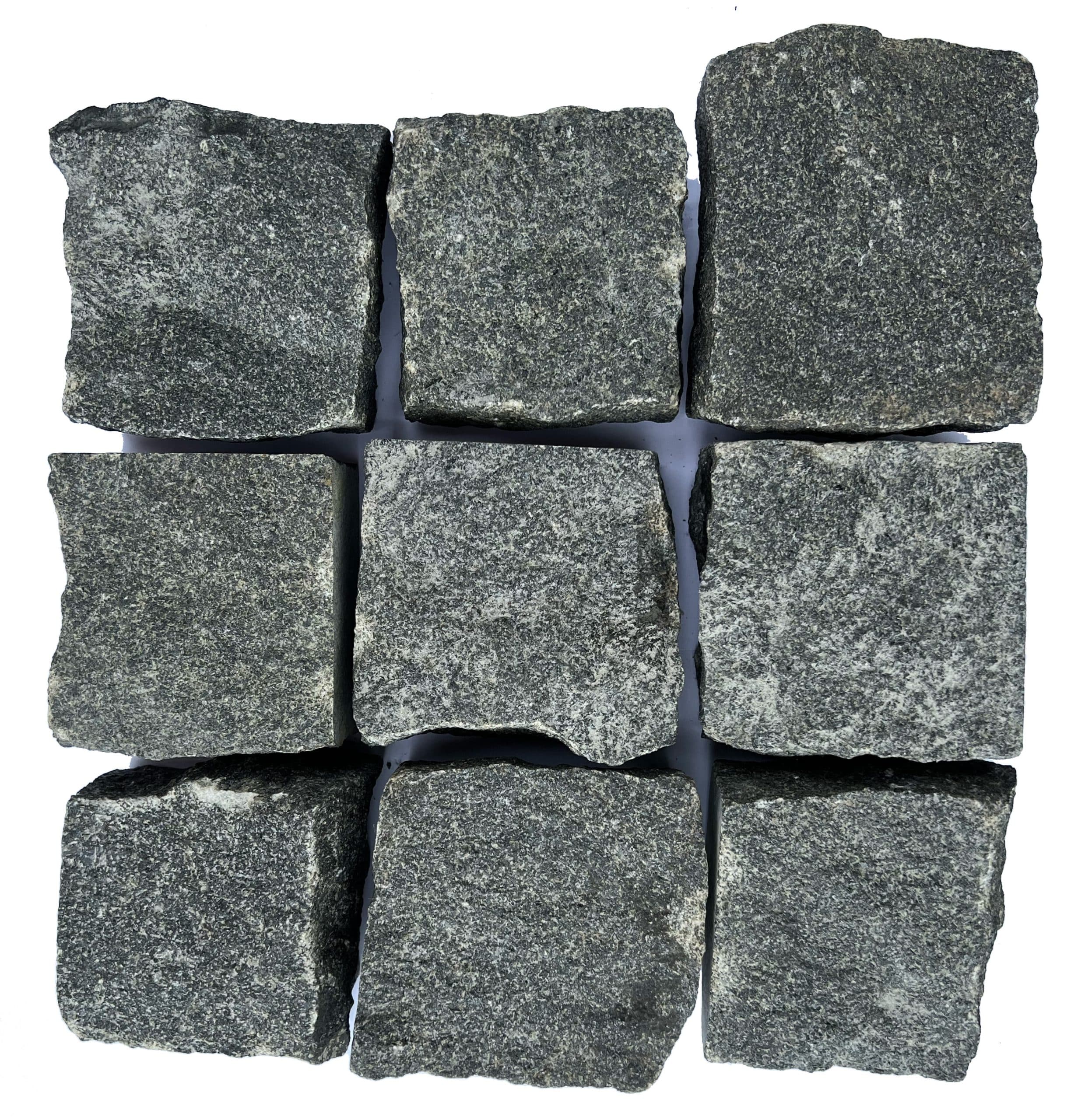 Tamsiai pilkos granito trinkelės, 10x10x5 cm