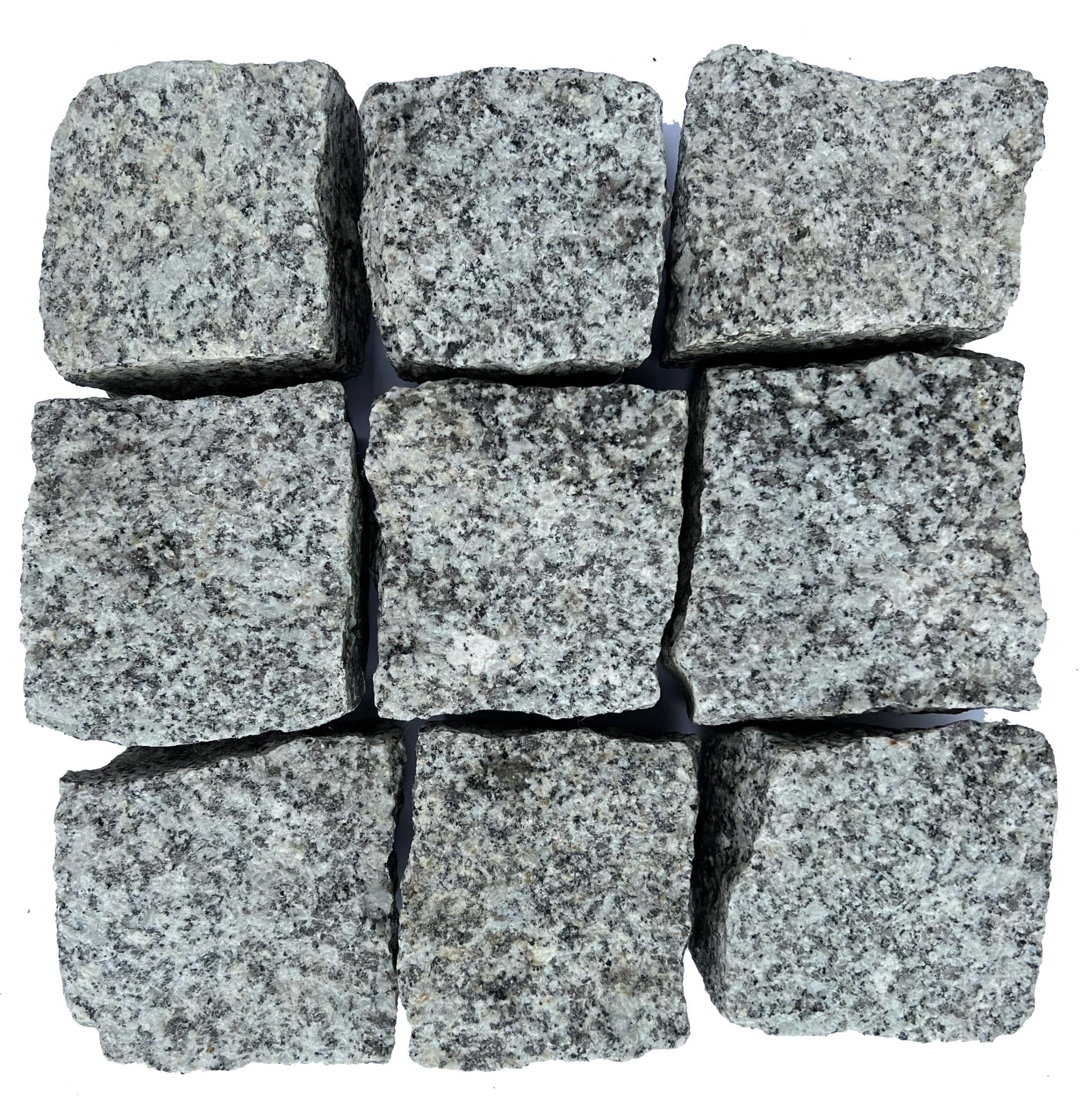 Pilkos granito trinkelės, 10x10x5 cm, 1t