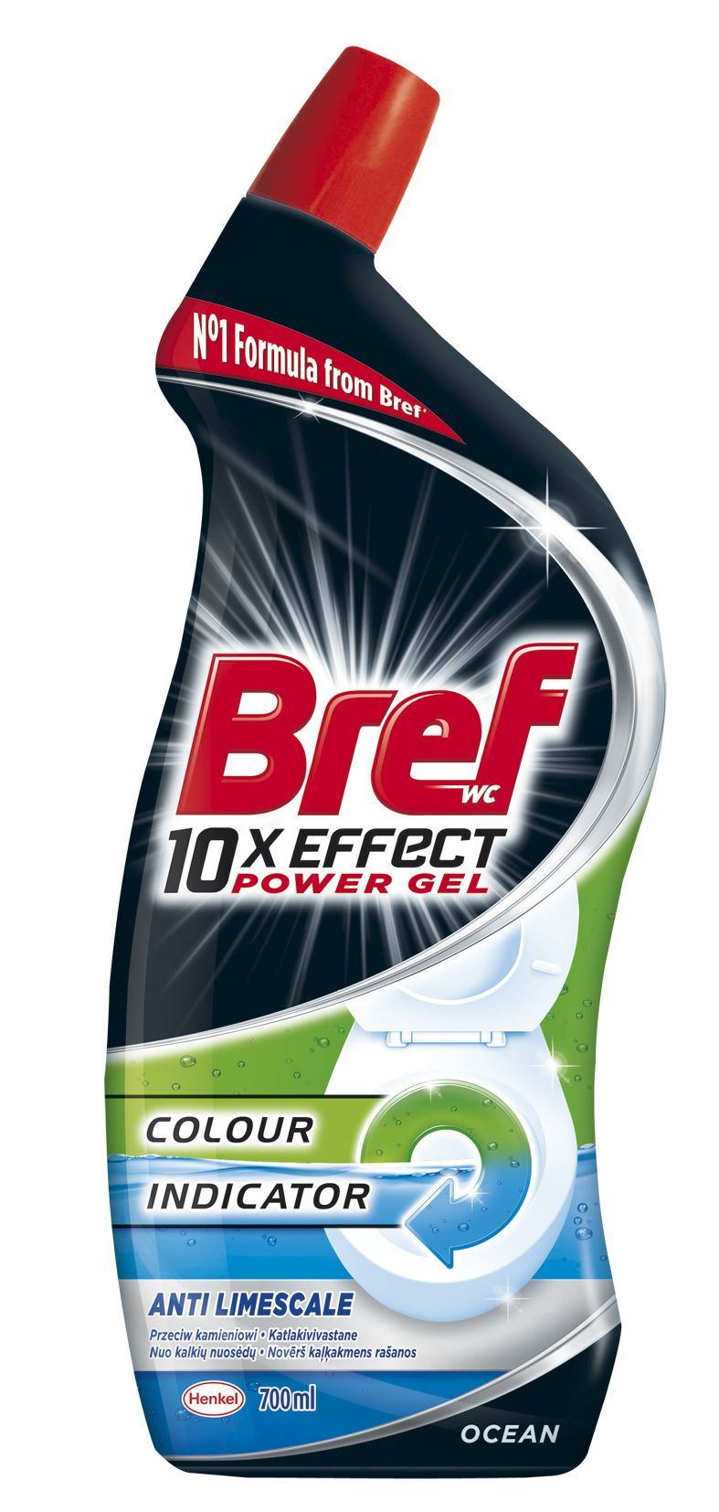 WC valiklis BREF 10 x Effect Lime Scale Ocean, 700 ml