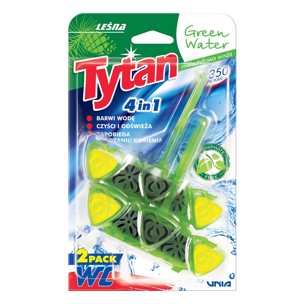 Pakabinamas WC valiklis-gaiviklis Tytan Green Water 4 in 1, 2 x 40 g