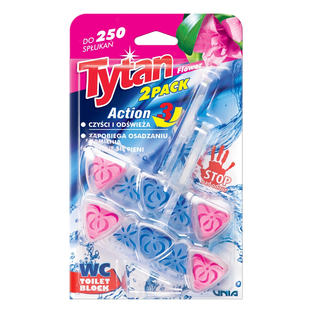 Pakabinamas WC valiklis-gaiviklis Tytan Action 3 Flower 2 x 40 g