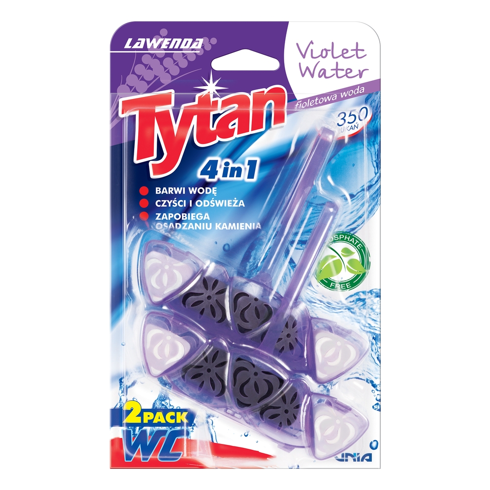 Pakabinamas WC valiklis-gaiviklis Tytan Violet Water 4 in 1, 2 x 40 g