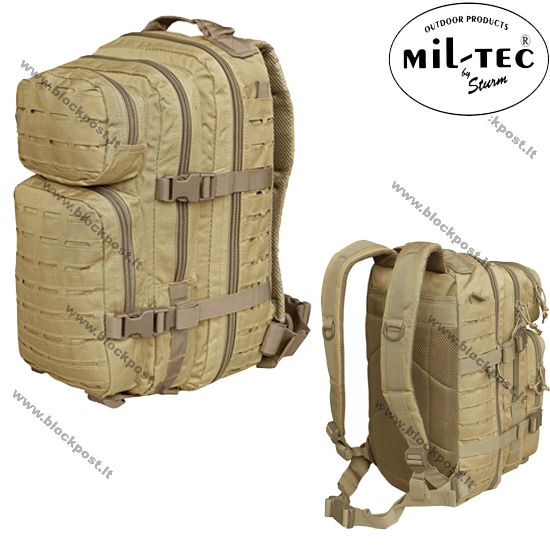 Kuprinė Mil-tec Assault Laser Cut LG, coyote, smėlio spalvos,36L .