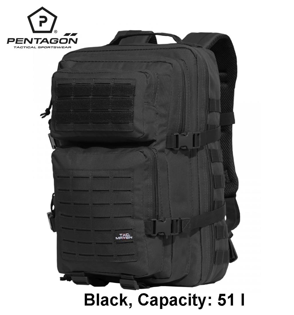 Pentagon Tac Maven Assault Laser Cut Large 51 l kuprinė Juoda MLP išsiuntimas 9 d.