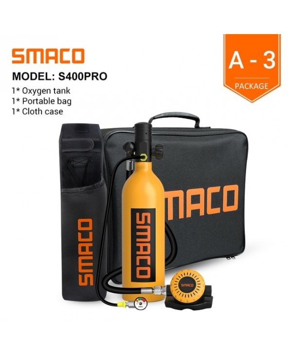 SMACO S400Pro nardymo rezervuaro įranga, nešiojama nardymo su vamzdeliu deguonies bakas, nardymas, atsarginis respiratorius, 1 l