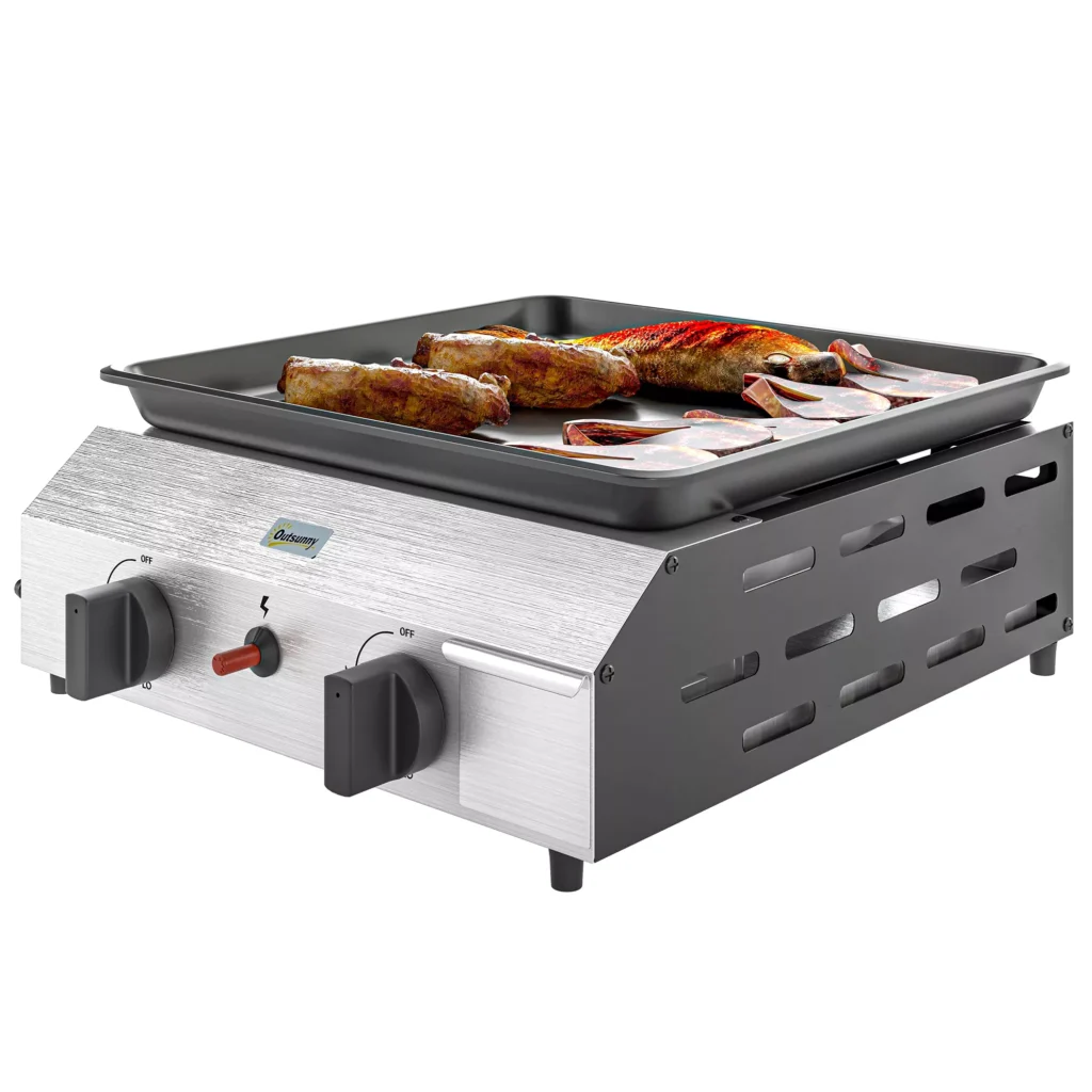 Dujinė kepsninė 8000BTU/2,4 KW su 2 nerūdijančio plieno degikliais 44 x 44,5 x 19 cm