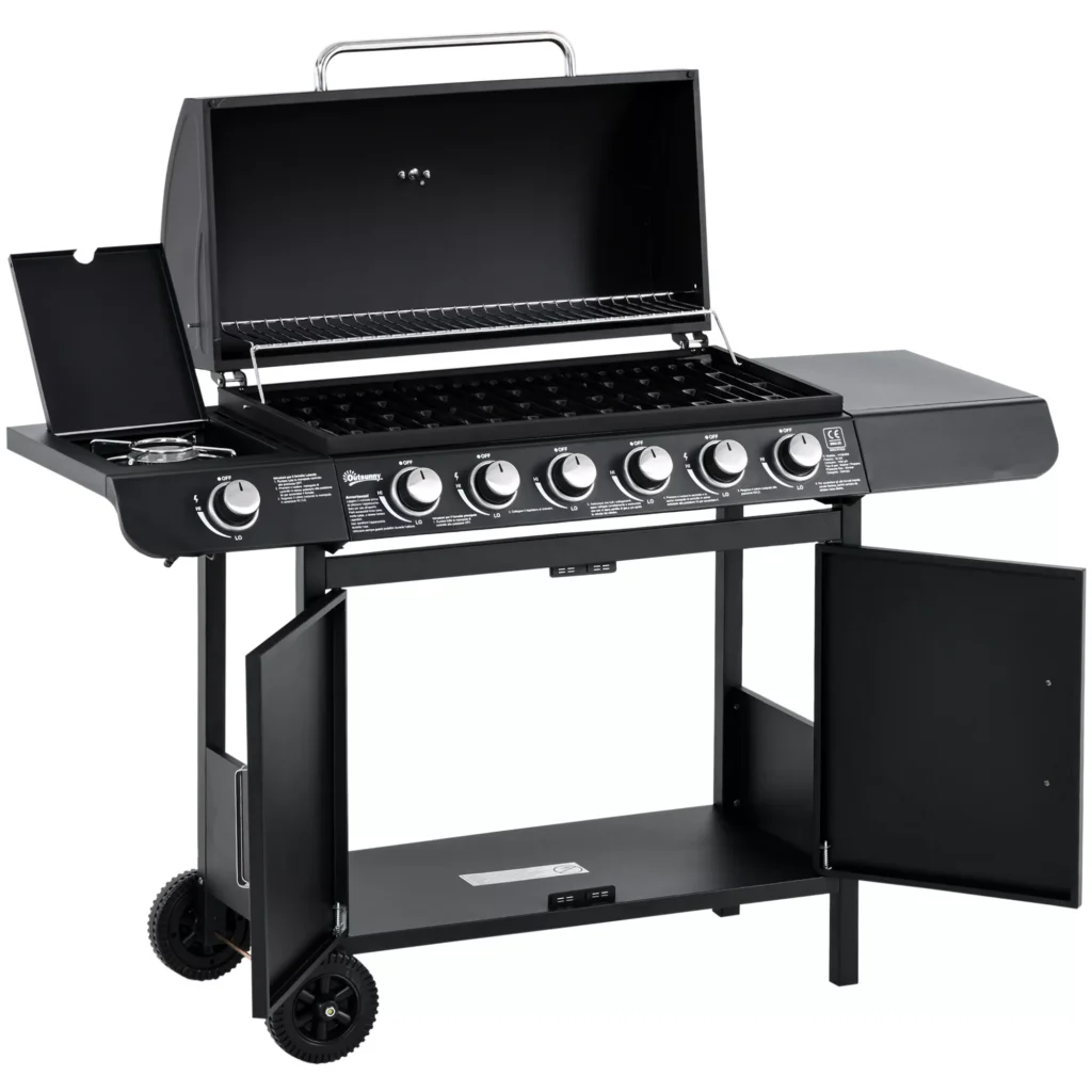 Dujinė kepsninė BBQ dujinis grilis su 6 degikliais 1 šoninis degiklis 135 x 50 x 100 cm