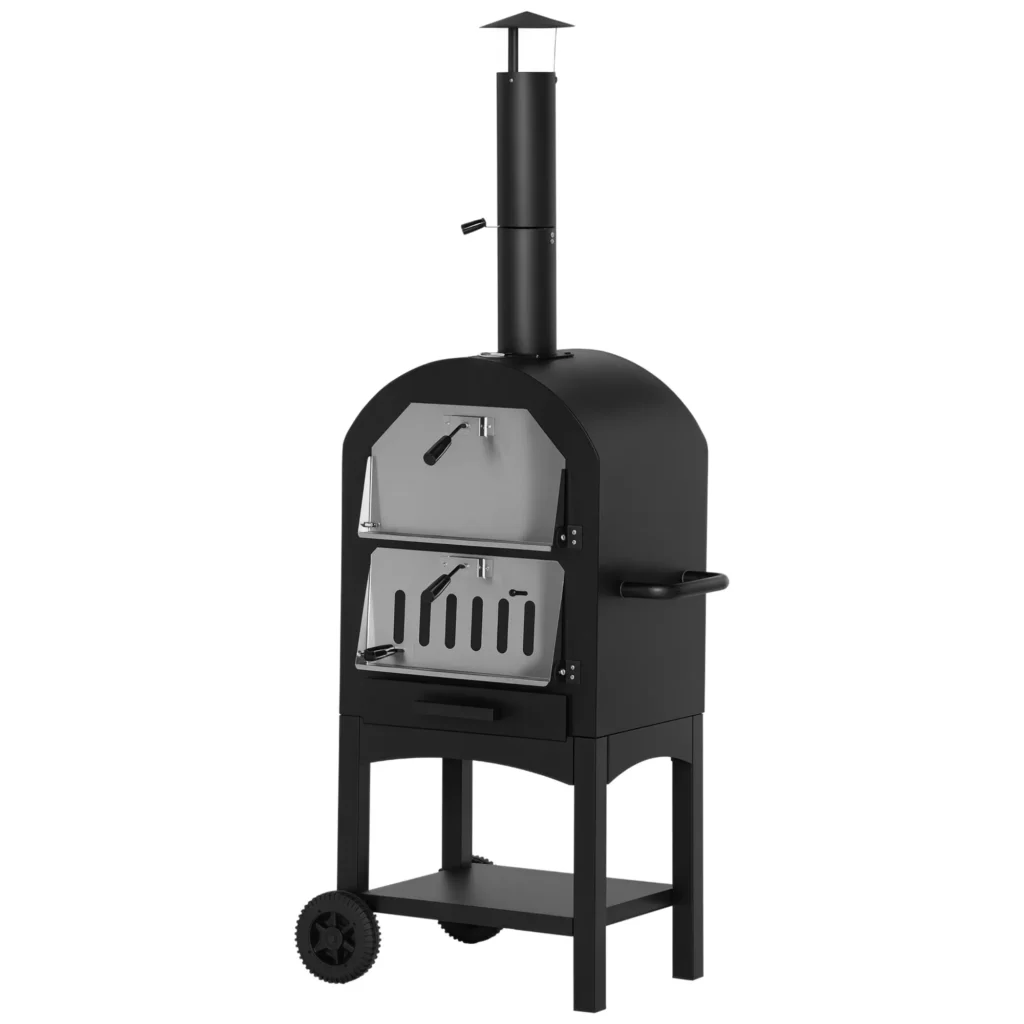 Lauko picų krosnis "2-in-1" su ratukais 63x54x161cm