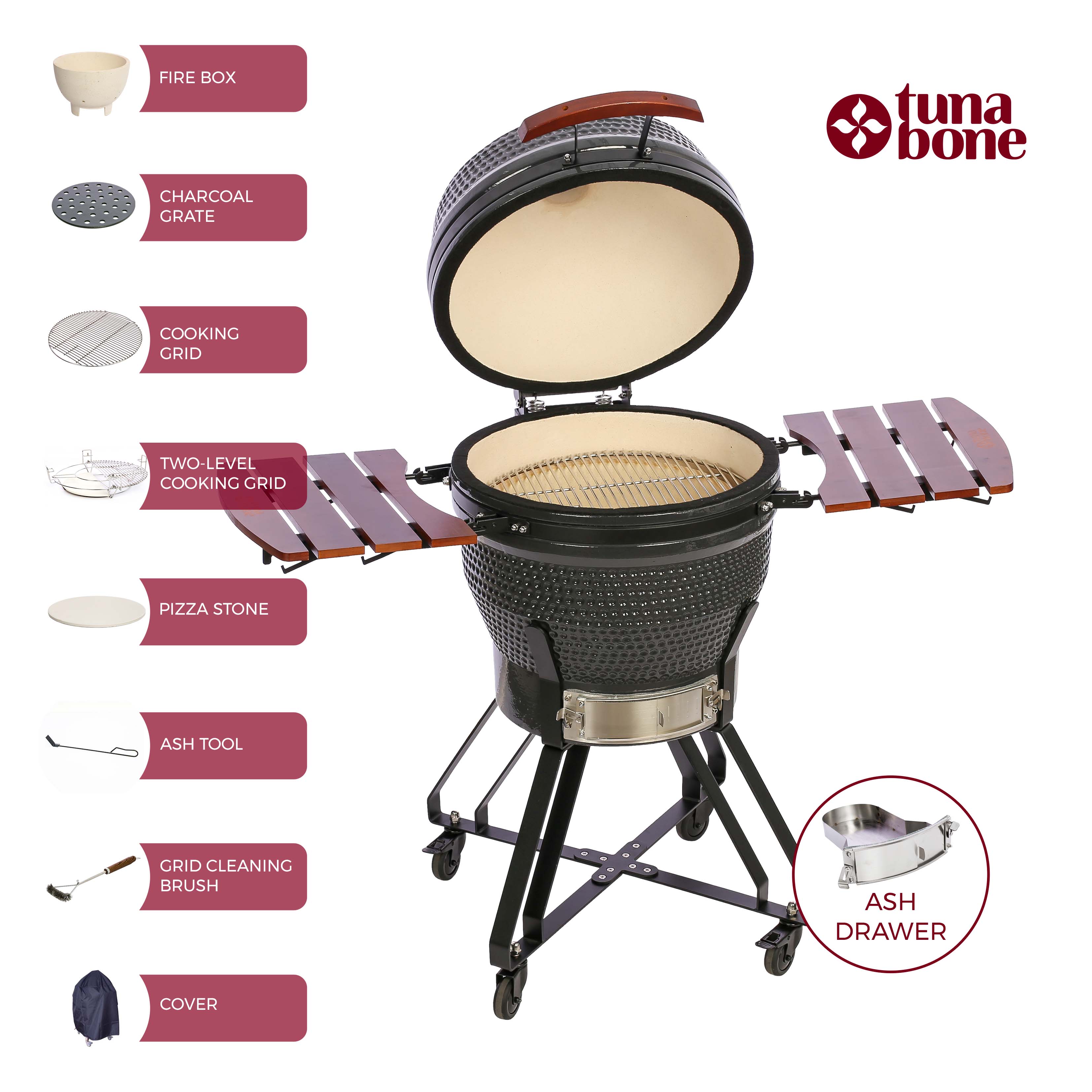 Kepsninė TunaBone Kamado Pro 22" grill Size M, Dark grey