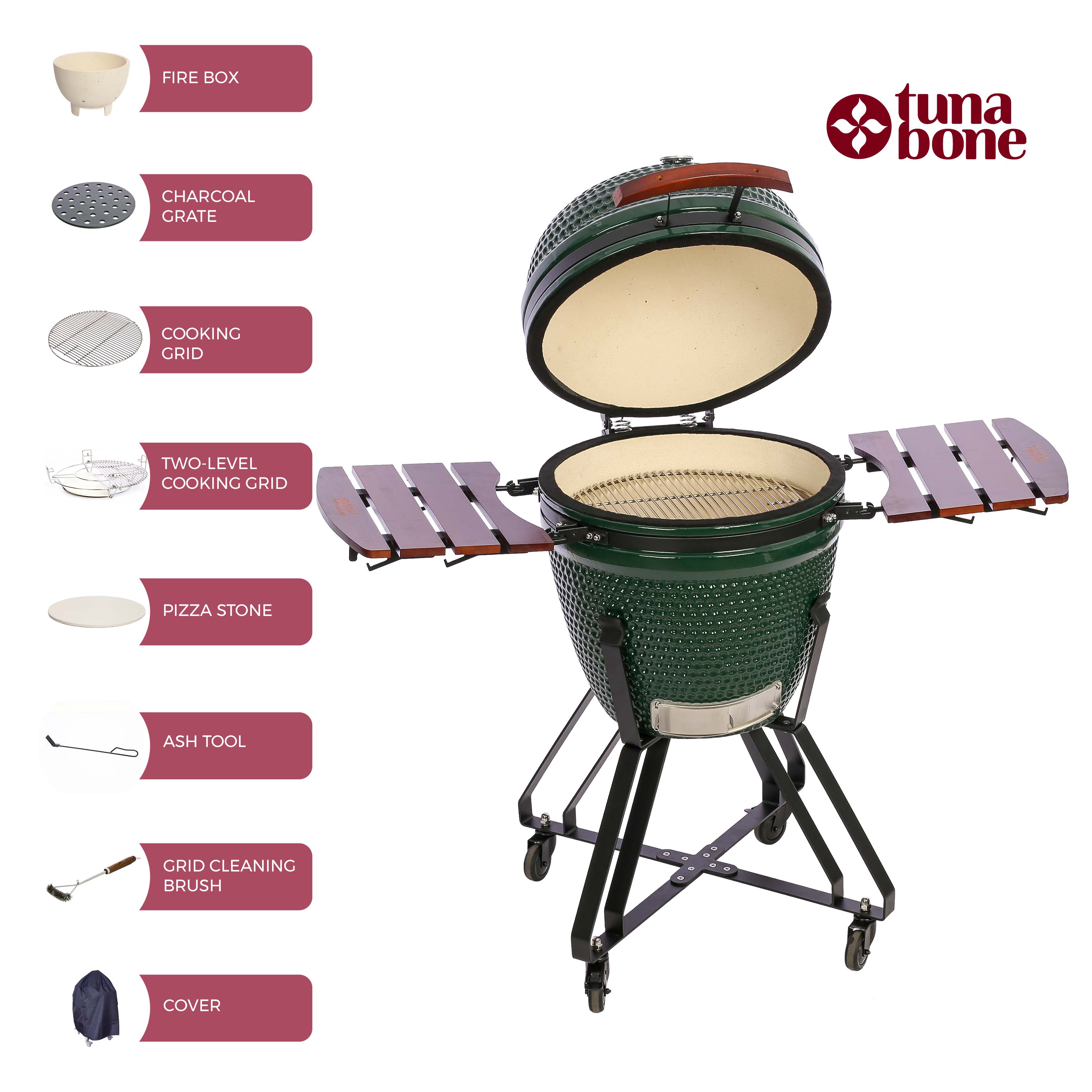 Kepsninė TunaBone Kamado classic 21" grill Size M, Green