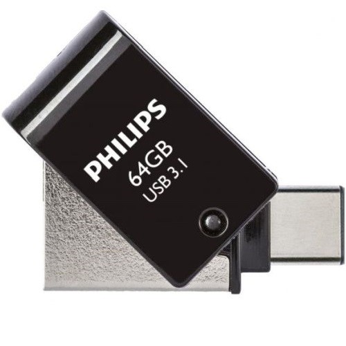 PHILIPS USB 3.1 / USB-C atmintinė Midnight black 64GB